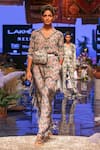 Buy_Payal Singhal_Pink Crepe Printed Ikat Love Collared Neck Ista Jumpsuit _Online_at_Aza_Fashions