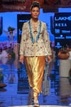 Buy_Payal Singhal_Beige Velvet Embroidered Floral Motifs Shawl Collar Almir Jacket And Pant Set _Online_at_Aza_Fashions