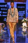 Shop_Payal Singhal_Beige Velvet Embroidered Floral Motifs Shawl Collar Almir Jacket And Pant Set _Online_at_Aza_Fashions