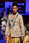 Payal Singhal_Beige Velvet Embroidered Floral Motifs Shawl Collar Almir Jacket And Pant Set _at_Aza_Fashions