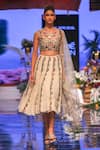 Buy_Payal Singhal_Beige Georgette Embroidered Scoop Neck Ema Cropped Lehenga Set _at_Aza_Fashions