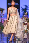 Payal Singhal_Beige Georgette Embroidered Scoop Neck Ema Cropped Lehenga Set _Online_at_Aza_Fashions