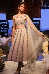 Buy_Payal Singhal_Beige Georgette Embroidered Scoop Neck Ema Cropped Lehenga Set _Online_at_Aza_Fashions