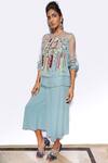 Shop_Payal Singhal_Blue Organza Embroidered Geometric Motif Round Julia Top And Culottes Pant Set _Online_at_Aza_Fashions
