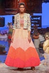 Payal Singhal_Multi Color Georgette Embroidered Floral Noa Jacket With Ombre Lehenga Set _Online_at_Aza_Fashions