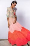 Buy_Payal Singhal_Multi Color Georgette Embroidered Floral Noa Jacket With Ombre Lehenga Set _Online_at_Aza_Fashions