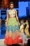 Payal Singhal_Multi Color Georgette Embroidered Floral Pia Choli And Tasselled Lehenga Set _Online_at_Aza_Fashions