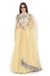 Buy_Payal Singhal_Yellow Crepe Embroidered Mukaish Round Panelled Lehenga Set _at_Aza_Fashions