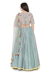 Shop_Payal Singhal_Blue Net, Georgette, Brocade, Silkmul Mukaish Embroidered Panelled Lehenga Set _at_Aza_Fashions