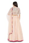 Shop_Payal Singhal_Peach Georgette Embroidered Mukaish Round Panelled Lehenga Set _at_Aza_Fashions