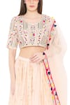 Buy_Payal Singhal_Peach Georgette Embroidered Mukaish Round Panelled Lehenga Set _Online_at_Aza_Fashions