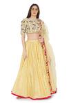 Buy_Payal Singhal_Yellow Georgette Embroidered Mukaish Round Panelled Lehenga Set _at_Aza_Fashions