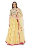 Payal Singhal_Yellow Georgette Embroidered Mukaish Round Panelled Lehenga Set _Online_at_Aza_Fashions