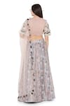 Shop_Payal Singhal_Grey Dupion Silk Printed Bandhani Kilim Round Lehenga Set _at_Aza_Fashions