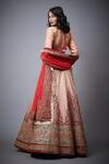 Shop_RI.Ritu Kumar_Peach Blouse And Dupatta- 100% Silk, Lehenga - 100% Floral Embroidered Bridal Set _at_Aza_Fashions