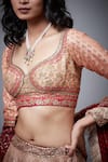 Shop_RI.Ritu Kumar_Peach Blouse And Dupatta- 100% Silk, Lehenga - 100% Floral Embroidered Bridal Set _Online_at_Aza_Fashions