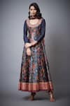 Buy_RI.Ritu Kumar_Blue Anarkali -cotton Silk Printed Floral Round Set _at_Aza_Fashions