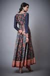 Shop_RI.Ritu Kumar_Blue Anarkali -cotton Silk Printed Floral Round Set _at_Aza_Fashions