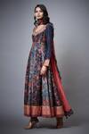 Buy_RI.Ritu Kumar_Blue Anarkali -cotton Silk Printed Floral Round Set _Online_at_Aza_Fashions