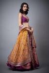 RI.Ritu Kumar_Purple Aari, Zardozi Square Neck Floral Embroidered Bridal Lehenga Set _Online_at_Aza_Fashions
