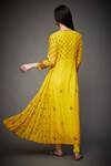Shop_RI.Ritu Kumar_Yellow Anarkali And Gharara - Silk Chanderi Printed Floral Notched Set _at_Aza_Fashions
