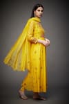 RI.Ritu Kumar_Yellow Anarkali And Gharara - Silk Chanderi Printed Floral Notched Set _Online_at_Aza_Fashions