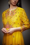 Shop_RI.Ritu Kumar_Yellow Anarkali And Gharara - Silk Chanderi Printed Floral Notched Set _Online_at_Aza_Fashions