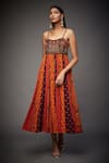 Buy_RI.Ritu Kumar_Multi Color Rayon Crepe Floral, Paisley V Neck Printed Strappy Dress _at_Aza_Fashions