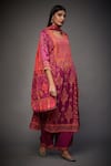 RI.Ritu Kumar_Purple Embroidered Kashida Round Floral Kurta Palazzo Set _Online_at_Aza_Fashions