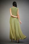 Shop_RI.Ritu Kumar_Green Viscose Crepe Floral Band Printed Sleeveless Jumpsuit _at_Aza_Fashions