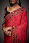 Buy_RI.Ritu Kumar_Red Viscose Printed And Embroidered Geometric Saree With Unstitched Blouse Piece _Online_at_Aza_Fashions