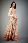 RI.Ritu Kumar_White Anarkali -cotton Silk Printed Floral Round Set _Online_at_Aza_Fashions