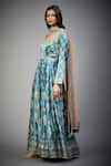 Buy_RI.Ritu Kumar_Blue Anarkali- Silk , Churidar - Viscose Lycra, Aari Embroidered Set _Online_at_Aza_Fashions
