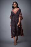 Buy_RI.Ritu Kumar_Blue Rayon Crepe Printed Floral V Neck Kaftan _at_Aza_Fashions