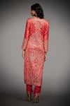 Shop_RI.Ritu Kumar_Red Embroidered Aari Work Notched Kurta Pant Set _at_Aza_Fashions