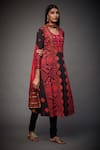 RI.Ritu Kumar_Black Printed Geometric Round Kurta Set _Online_at_Aza_Fashions