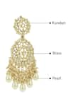 Ishhaara_Gold Plated Kundans Pearl Drop Long Earrings _Online_at_Aza_Fashions