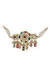 Ishhaara_Gold Plated Stones Navratna Choker Set _Online_at_Aza_Fashions