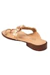 Buy_5elements_Peach Embroidery, Fabric Flowers, Rhinestones, Beads Embellished Kolhapuri Flats _Online_at_Aza_Fashions