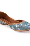 Shop_5 elements_Blue Upper Material Floral Print Juttis_Online_at_Aza_Fashions