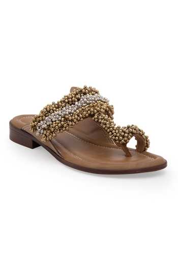Buy_5elements_Beige Ghunghroo Kolhapuri Flats _at_Aza_Fashions