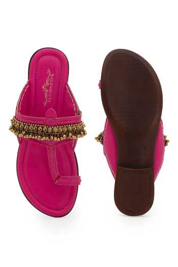 Shop_5elements_Pink Ghunghroo Kolhapuri Flats _at_Aza_Fashions