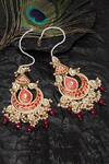 Buy_Dugran By Dugristyle_Gold Plated Kundan And Red Chandbalis With Ear Chain _at_Aza_Fashions