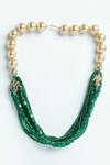Buy_Dugran By Dugristyle_Green Kundan Pearl Natural Stone Layered Necklace _at_Aza_Fashions
