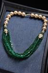 Dugran By Dugristyle_Green Kundan Pearl Natural Stone Layered Necklace _Online_at_Aza_Fashions