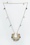 Buy_Dugran By Dugristyle_Multi Color Kundan Pearl Stone Drop Pendant Necklace _at_Aza_Fashions