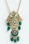 Buy_Dugran By Dugristyle_Gold Kundan, Pearls And Faux Emerald Pendant Necklace _Online_at_Aza_Fashions