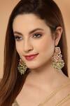 Shop_Dugran By Dugristyle_Gold Plated Kundan Floral Studded Drop Earrings _at_Aza_Fashions