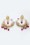 Buy_Dugran By Dugristyle_Gold Plated Pearls, Stones Kundan, And Hoop Chandbalis _at_Aza_Fashions