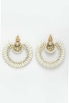 Buy_Dugran By Dugristyle_Gold Plated Kundan Pearl Embellished Chandbalis_at_Aza_Fashions
